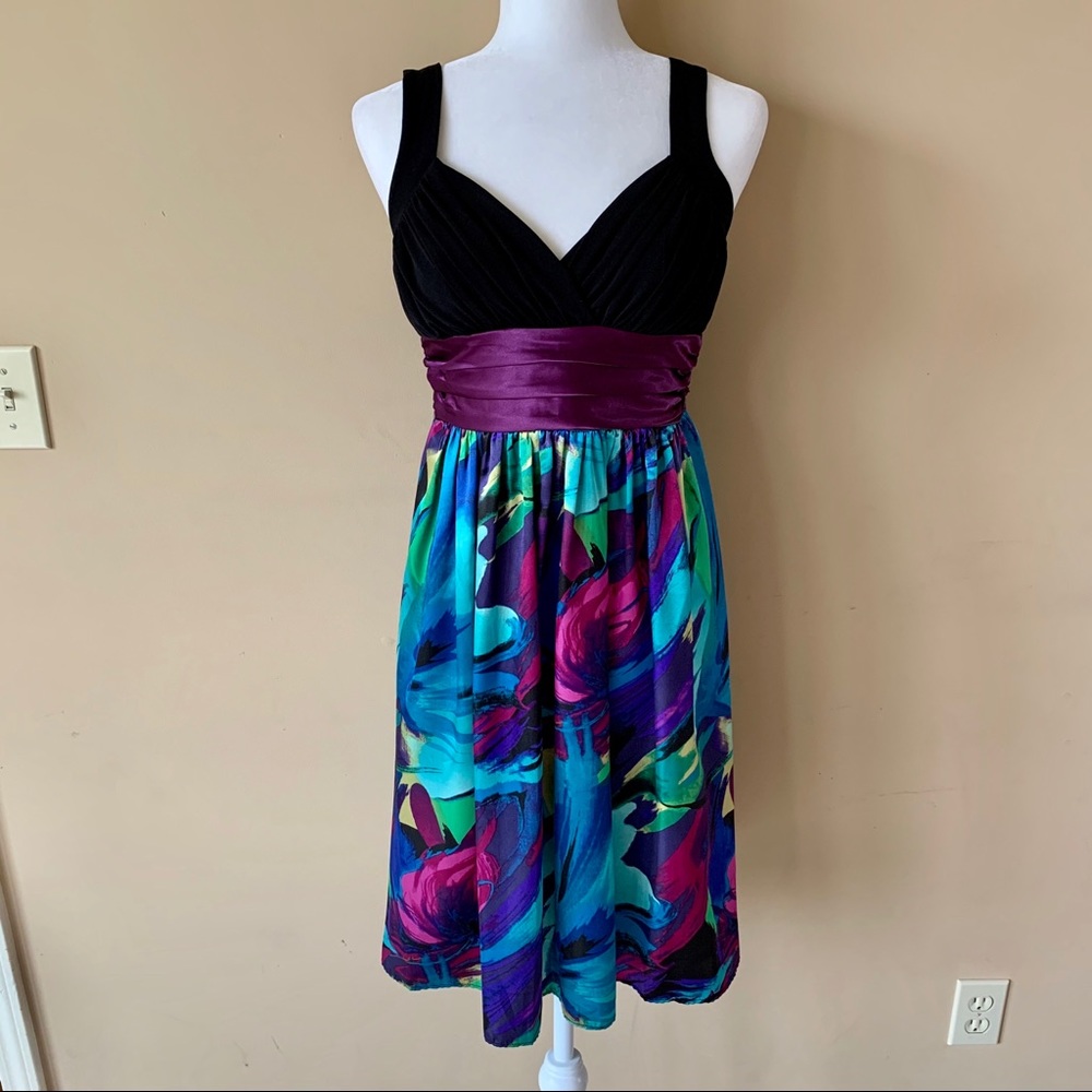 NWT New Intrigue size 6 Black Purple Dress